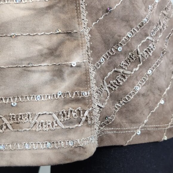 Nycal Tie Dye Blouse Sequin Embellished Mocha Scoop Neck 3/4 Sleeve Top - Picture 5 of 12